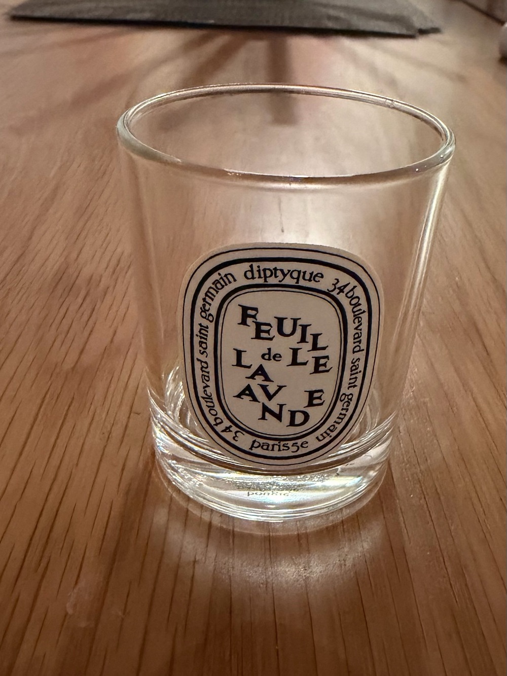 diptyque Clear Glass Votive with Black and White Label